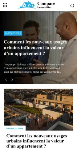 Anteprima del sito Compare Immobilier, media di Francia per articoli sponsorizzati