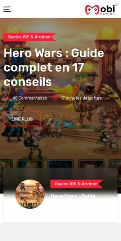 Sponsorlu makaleler için Fransa medyası Mobigaming sitesinin önizlemesi
