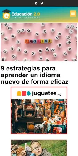 Aperçu du site Educación 2.0, média de Espagne pour articles sponsorisés