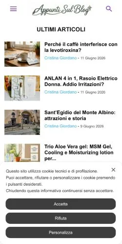 Anteprima del sito Appunti Sul Blog, media di Italia per articoli sponsorizzati