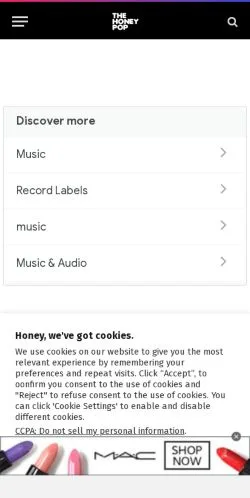 Anteprima del sito The Honey POP, media di Stati Uniti per articoli sponsorizzati
