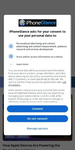 Pré-visualização do site iPhoneGlance, meio de Estados Unidos para artigos patrocinados