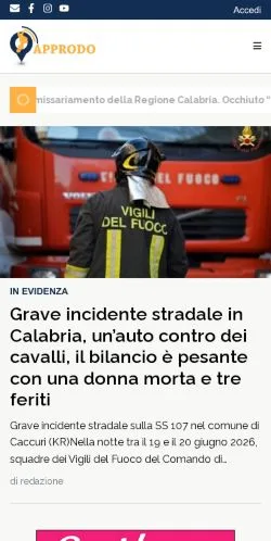 Anteprima del sito Approdo Calabria, media di Italia per articoli sponsorizzati