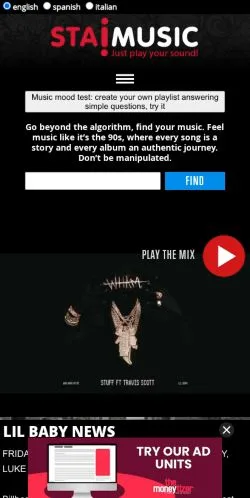Sponsorlu makaleler için Amerika Birleşik Devletleri medyası StaiMusic sitesinin önizlemesi