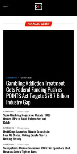 Anteprima del sito BSN iGaming, media di Stati Uniti per articoli sponsorizzati