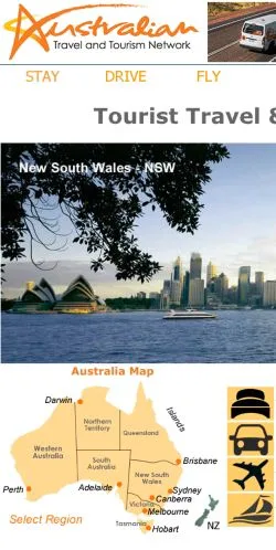 Vista previa del sitio Australia Travel & Tourism Network, medio de Australia para artículos patrocinados