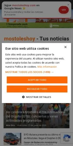 Anteprima del sito Mostoleshoy, media di Spagna per articoli sponsorizzati