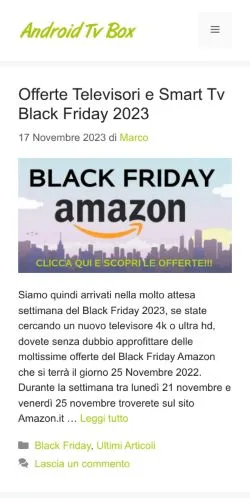 Förhandsvisning av webbplatsen Android Tv Box -, medium i Italien för sponsrade artiklar