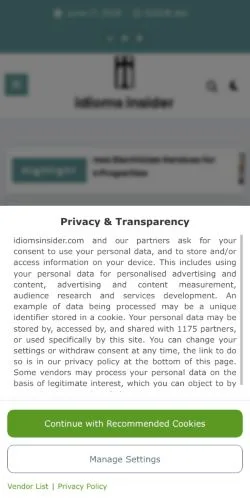 Anteprima del sito Idioms Insider -, media di Stati Uniti per articoli sponsorizzati