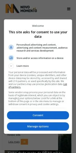 Anteprima del sito Portal Novo Momento, media di Brasile per articoli sponsorizzati