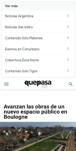 Podgląd witryny Que Pasa Web, medium z kraju Argentyna do artykułów sponsorowanych