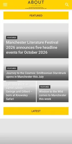 Podgląd witryny About Manchester, medium z kraju Wielka Brytania do artykułów sponsorowanych