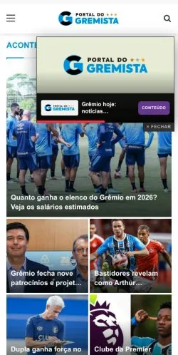 Podgląd witryny Portal Do Gremista, medium z kraju Brazylia do artykułów sponsorowanych