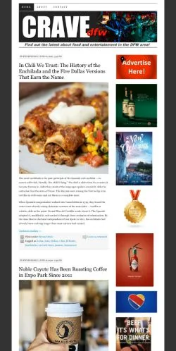 Forhåndsvisning av nettstedet Crave DFW, medium fra USA for sponsede artikler