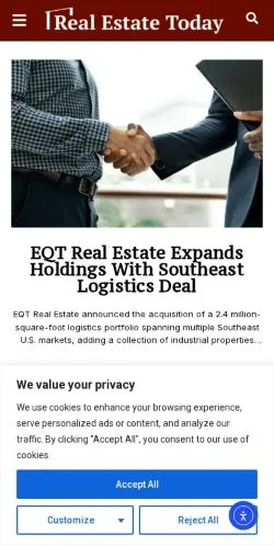 Anteprima del sito Real Estate Today, media di Stati Uniti per articoli sponsorizzati