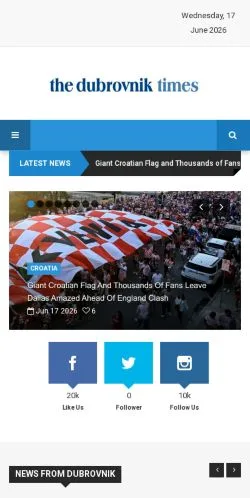 Anteprima del sito The Dubrovnik Times, media di Regno Unito per articoli sponsorizzati