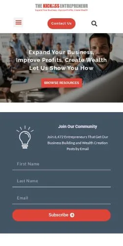 Anteprima del sito The Kickass Entrepreneur, media di Stati Uniti per articoli sponsorizzati