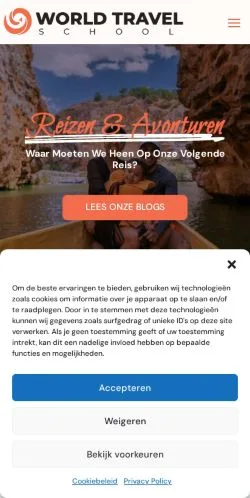 Anteprima del sito World Travel School, media di Paesi Bassi per articoli sponsorizzati