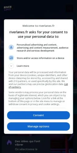 Anteprima del sito Riverlanes, media di Francia per articoli sponsorizzati
