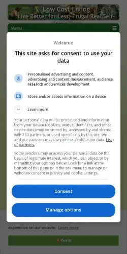 Anteprima del sito Low Cost Living, media di Regno Unito per articoli sponsorizzati