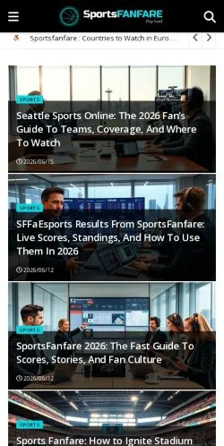 Podgląd witryny SportsFanfare, medium z kraju Stany Zjednoczone do artykułów sponsorowanych
