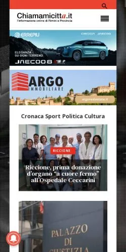 Preview of the Chiamami Città website, a media outlet in Italy for sponsored articles