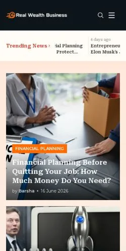 스폰서 기사용 미국 매체 Real Wealth Business 사이트 미리보기