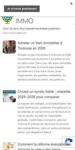 Anteprima del sito Discutons-Immo, media di Francia per articoli sponsorizzati