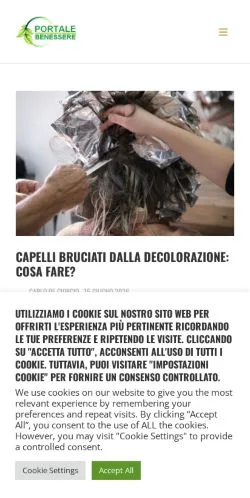 Anteprima del sito Portale Benessere, media di Italia per articoli sponsorizzati