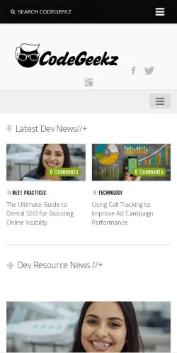 Anteprima del sito Code Geekz, media di Stati Uniti per articoli sponsorizzati