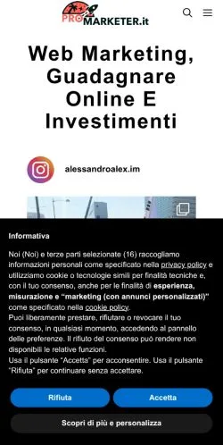 Forhåndsvisning af ProMarketer, medie fra Italien til sponsorerede artikler