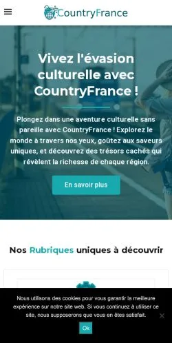 Pré-visualização do site CountryFrance, meio de França para artigos patrocinados
