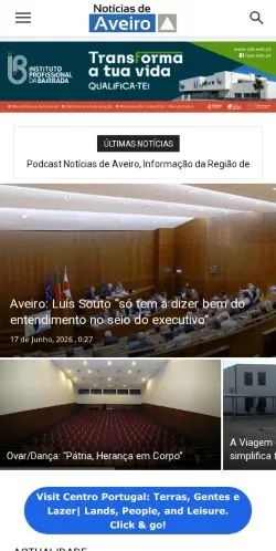 스폰서 기사용 포르투갈 매체 Notícias de Aveiro 사이트 미리보기