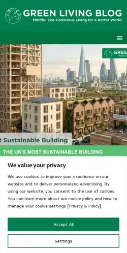 Anteprima del sito Green Living Blog, media di Regno Unito per articoli sponsorizzati