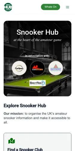 스폰서 기사용 영국 매체 Snooker Hub 사이트 미리보기