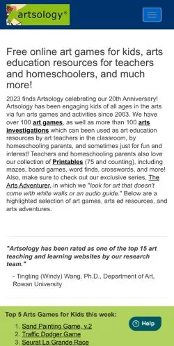 스폰서 기사용 미국 매체 Artsology 사이트 미리보기