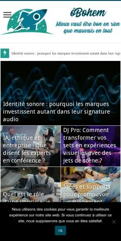 Pré-visualização do site ÔBohem, meio de França para artigos patrocinados