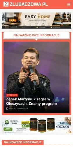 Anteprima del sito ZLUBACZOWA, media di Polonia per articoli sponsorizzati