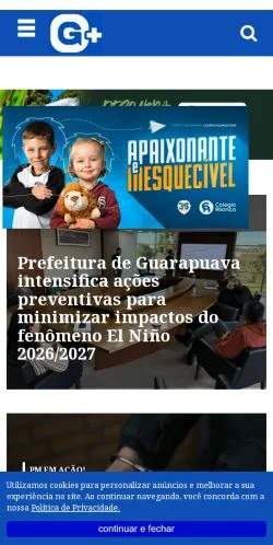 Anteprima del sito G+ Notícias, media di Brasile per articoli sponsorizzati