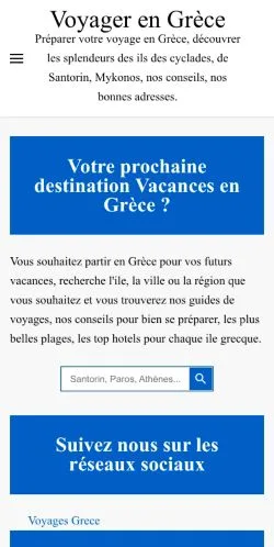 Anteprima del sito Voyager en Grèce, media di Francia per articoli sponsorizzati