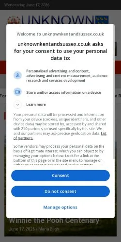 Anteprima del sito Unknown Kent & Sussex, media di Regno Unito per articoli sponsorizzati