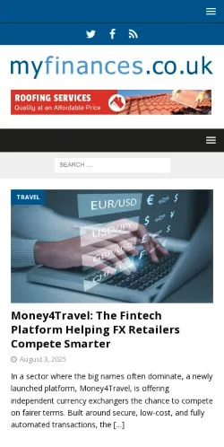 Anteprima del sito My Finances, media di Regno Unito per articoli sponsorizzati