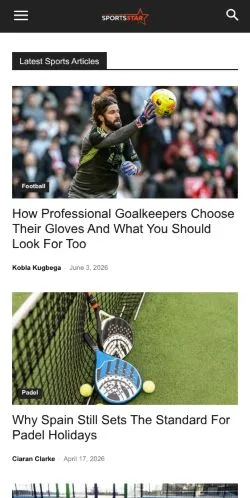 スポンサード記事向けのイギリスメディア、Sports Starのサイトプレビュー