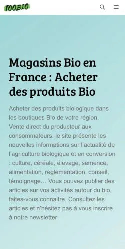 Anteprima del sito Toobio, media di Francia per articoli sponsorizzati