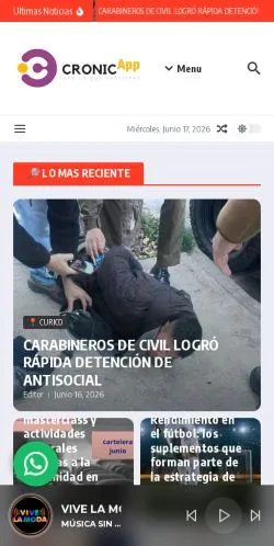 Podgląd witryny Cronica Noticias Curico, medium z kraju Chile do artykułów sponsorowanych