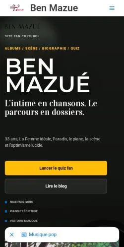 スポンサード記事向けのフランスメディア、Ben Mazueのサイトプレビュー