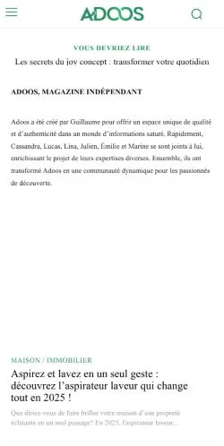 Vista previa del sitio Adoos, medio de Francia para artículos patrocinados