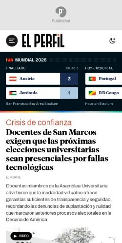 Anteprima del sito EL PERFIL Perú, media di Spagna per articoli sponsorizzati