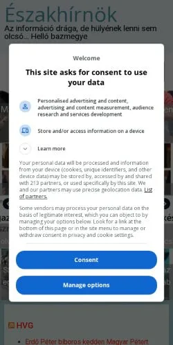 Anteprima del sito Északhírnök, media di Ungheria per articoli sponsorizzati