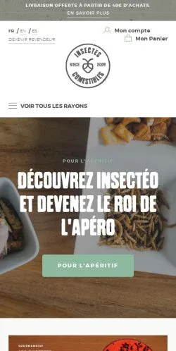 Anteprima del sito Insectes Comestibles, media di Francia per articoli sponsorizzati